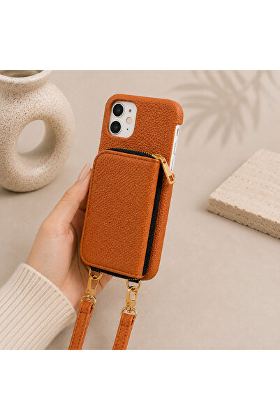 botyco Iphone 11 (6.1 inç) Uyumlu Yanları Açık Slım Tasarım Cüzdanlı Fermuarl...