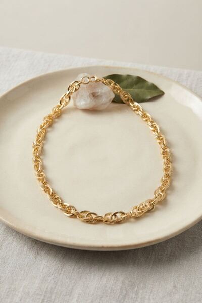 norsary Cm Thick Twist Model Gold Color 50 cm Women's Necklace
