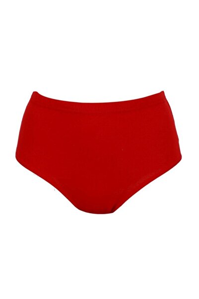 Zulu Ticaret Tutku-Women's 6-Piece High Waist Elastic Ribbed Lycra Red Pantie...
