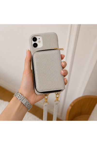 botyco Iphone 11 (6.1 inç) Uyumlu Yanları Açık Slım Tasarım Cüzdanlı Fermuarl...