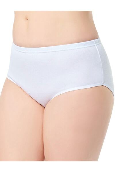 Zulu Ticaret Tutku-12 Pieces Women's High Waist Bato White Panties 100% Cotton