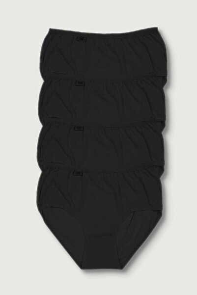 Zulu Ticaret Tutku-Women's Black 4-Pack Lycra Bato Panties Elf568T0924Ccm4