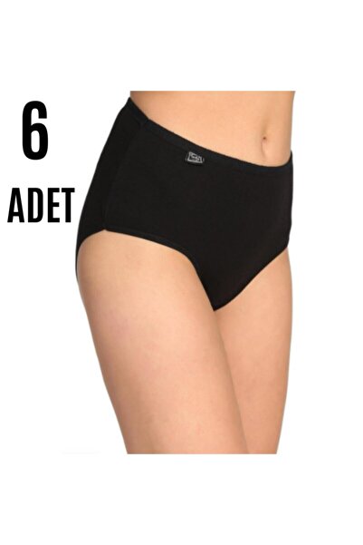 Zulu Ticaret Tutku-Women's 6-Pack Cotton Ribbed Black Bato Panties 923