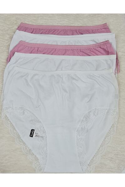 Zulu Ticaret Tutku-Women's Lace Trimmed Bato Panties 3-Pack Mixed Colors