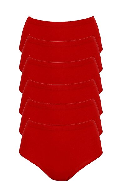 Zulu Ticaret Tutku-Women's Red High Waist Bato Panties 6 Pack