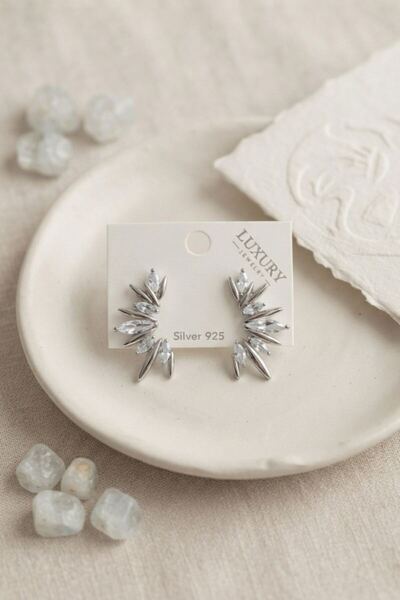 norsary Silver Color Zircon Stone Fringe Model Vintage Women's Earrings
