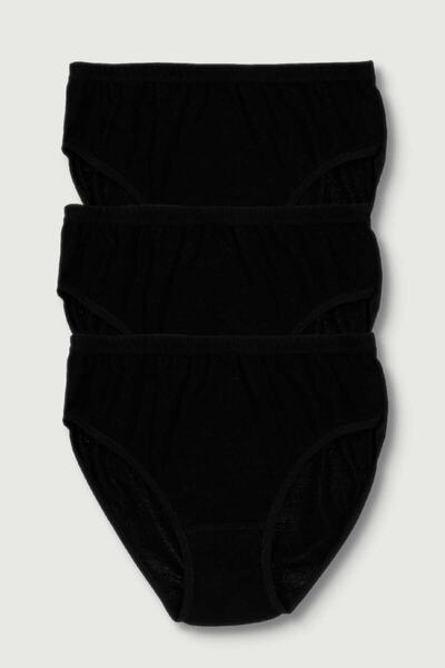 Zulu Ticaret Tutku-Women's Black 3-Pack Ribana Bato Panties Elf568T0922Ccm3