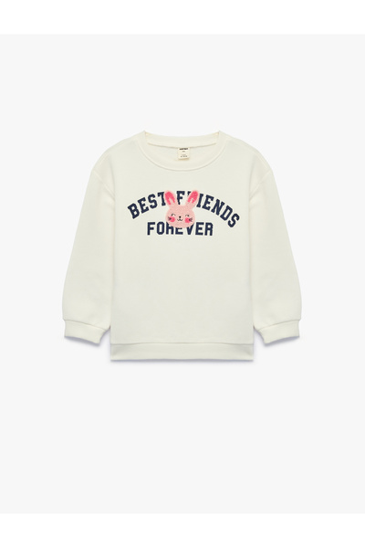 Koton Rabbit Embroidered Crew Neck Long Sleeve Embroidered Sweatshirt