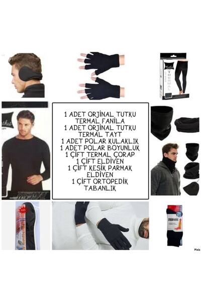 Zulu Ticaret Tutku-Thermal Long Sleeve Set+Neck Collar+Earmuffs+Socks+Orthope...