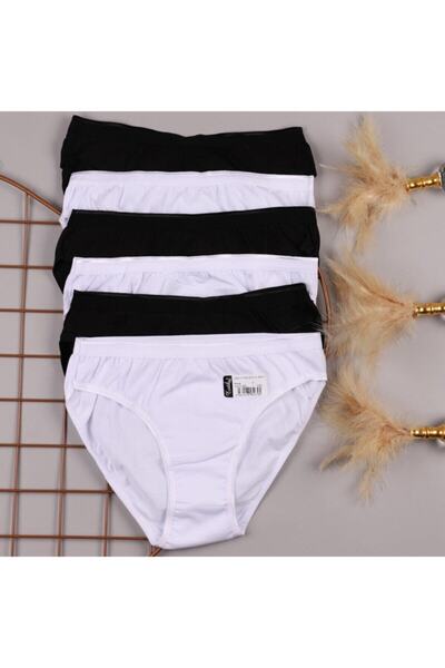 Zulu Ticaret Tutku-Women's Ribana Bato Panties 6 Pieces 922 |   Black