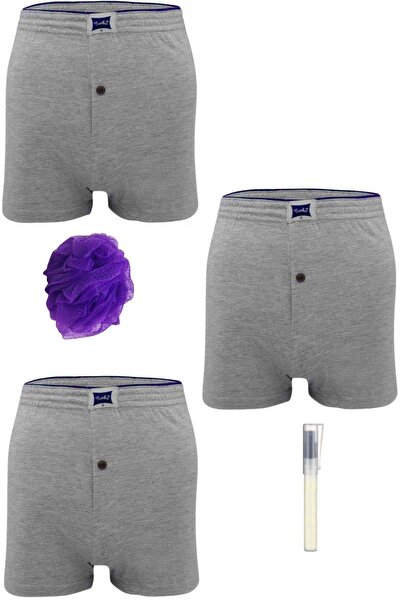 Zulu Ticaret Tutku-Cotton Buttoned Navy Blue Men's Boxer *3-Piece Set + Pen P...