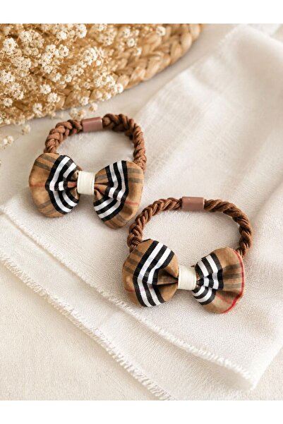 Home Mia Brown Plaid Bow Children's Hair Clips Set of 2