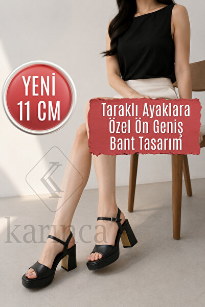 Karınca Pantofi cu toc din piele neagră, comozi, pantofi de seară pentru pici...