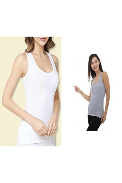 Zulu Ticaret Tutku-Women's White Gray 2-Pack Lycra Cotton Sports Athlete Unde...