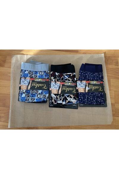Zulu Ticaret Tutku-Men's Patterned Lycra Cotton Boxer 3-Pack