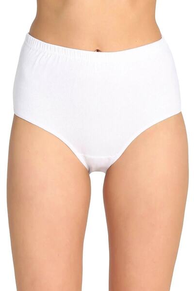 Zulu Ticaret Tutku-Women's White Cotton Ribbed Bato Panties 3 Pieces