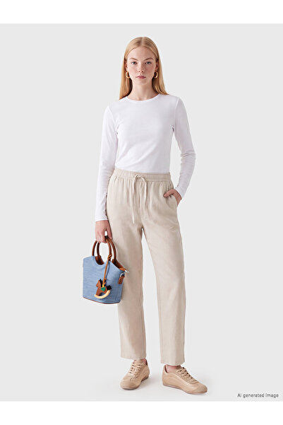 LC Waikiki Rmz Gi̇yi̇m Farkiyla Women's Pants with Waist Drawstring