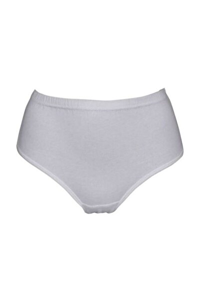 Zulu Ticaret Tutku-Women's White High Waist Ribbed Bato Panties 0922 Pack of 6