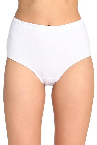 Zulu Ticaret Tutku-Women's White Ribbed Panties 6-Pack