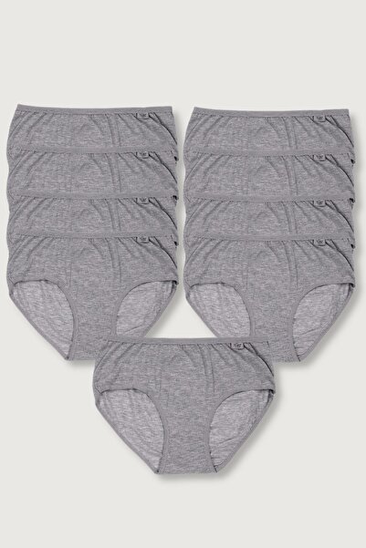Zulu Ticaret Tutku-Women's Gray 9-Piece Lycra Bato Panties Elf568T0924Ccm9