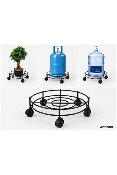abnturk Tekerlekli Metal Siyah Tüp Damacana Saksı Altlığı Taşıma Aparatı 31cm...