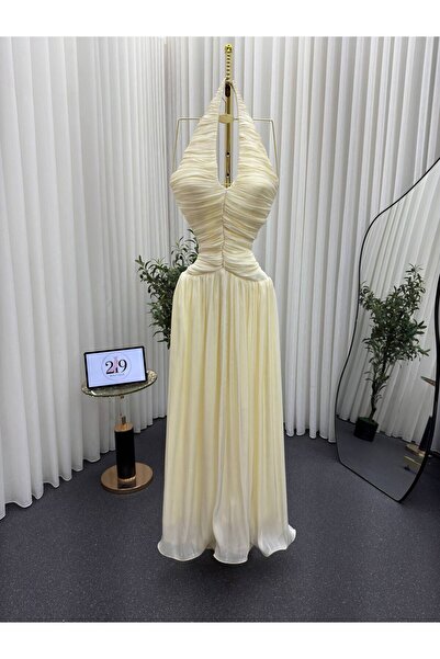 Boutique 219 فستان سهرة شيفون اصفر