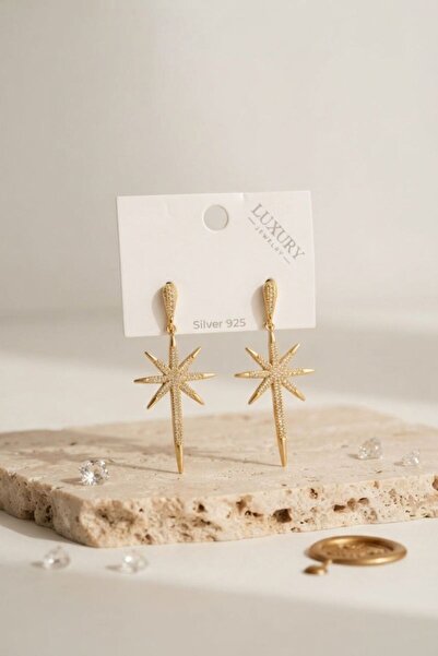 norsary Gold Color Polar Star Model Zircon Stone Women's Earrings