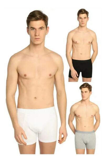 Zulu Ticaret Tutku-Men's Lycra Elastane Boxer Mixed Color 3-Pack