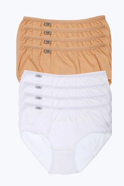 Zulu Ticaret Tutku-Women's Skin White 8 Pack Lycra Bato Panties