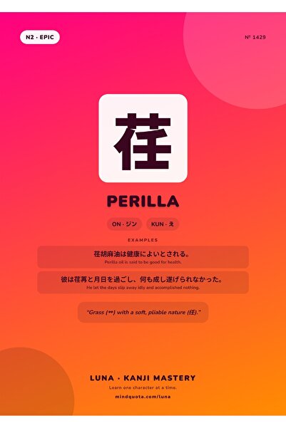 OEM Poster Infografic Kanji Perilla, Semnificatie Japoneza, Carton 250g, A4