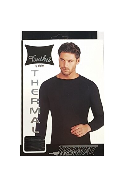 Zulu Ticaret Tutku-Men's Black Top Undershirt Thermal Underwear 2 Pieces