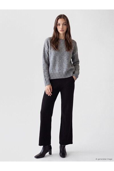 LC Waikiki Ozmarka New Season Black Women's Knitwear Trousers with Elastic Waist
