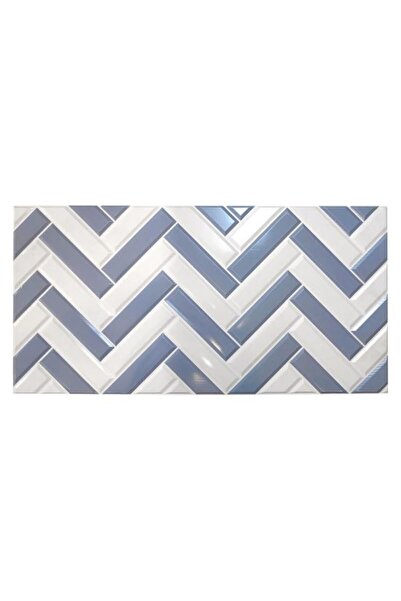 Solplant Panou decorativ, PVC, model zig-zag 3D, alb-albastru, 96x48.5cm