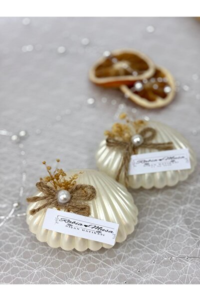 OLLA CANDLE AND DECOR 20 Adet Kişiye Özel Kutulu İstiridye Mum Nikah Şekeri S...