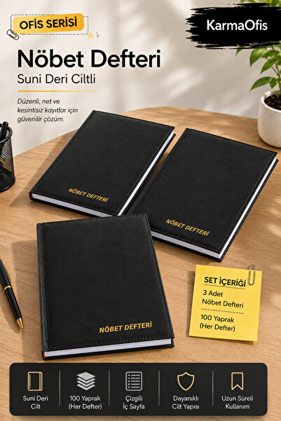 KarmaOfis Nöbet Defteri Faux Leather Bound 100 Sheets |   Durable Professiona...