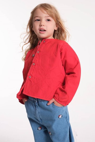 Sweet Luna Red Quilted Jacket Set-1109