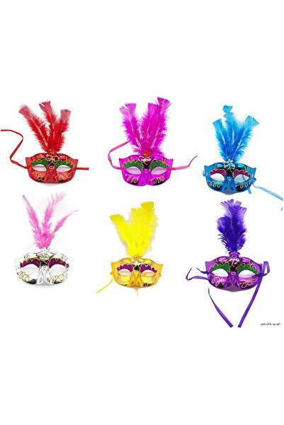 ZERO LAND Spt-Gld Colorful Feathered Venetian Party Mask Mixed Color (221827)...