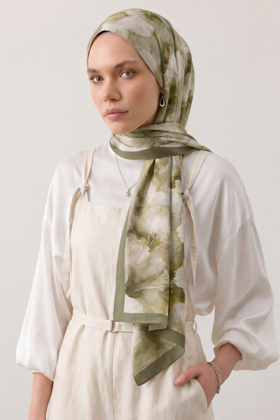 BONASERA EŞARP Women's Stylish French Silk Shawl 75X185 cm