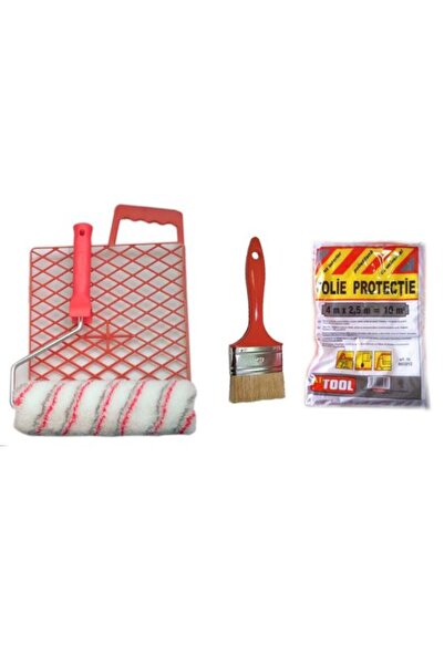Solplant Set accesorii pentru zugravit - rola cu gratar, pensula, folie,