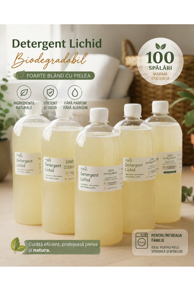 Purio Detergent Rufe Baby Set Familie 5X, 100 Spălări, Fără Parfum & Sulfați,...