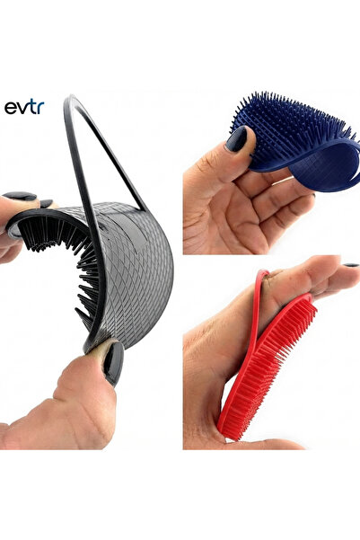 TARAK Ergonomik El Geçmeli Esnek Silikon Masaj Tarağı | Çok Amaçlı Taşınabilir Cep Tarağı (Siyah, Lacivert, Kırmızı Renk Seçenekleri) ( 1 ADET )
