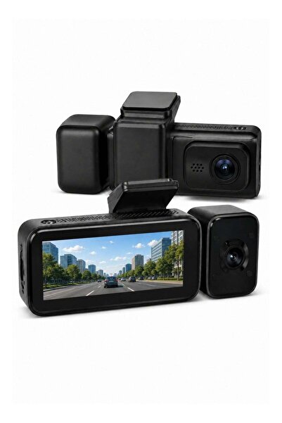 Generic X15 4K UHD 3-Channel Dash Cam, Front Cabin Rear Car Camera with 3.2-I...