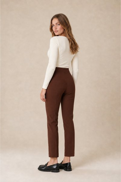 sevindi Women's High Waist Slimming Spanish Flare Pants - Flexible Cotton Fabric with Elastic Waist and Hidden Zipper Fabric Pants
