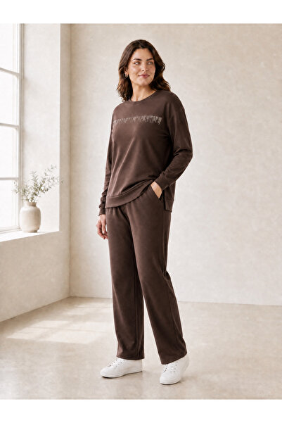 SERAPA Women's Modal Fabric Tracksuit Set with Stone Print Detail, Comfortabl...