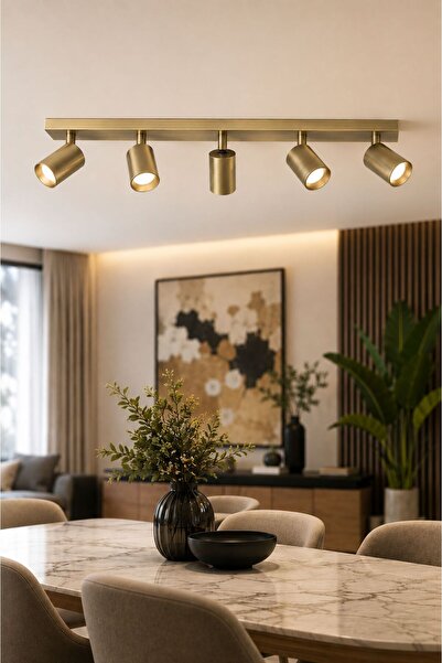 VENON LİVA 5.Lİ || ESKİTME || HAREKETLİ BAŞLIK || Spot Avize || GU10 GÜN IŞIĞI AMPUL DAHİLDİR | Sıralı Avize Tavan Aydınlatma Avize Modelleri Modern Aydınlatma || 66 CM || Salon Avizesi Yemek Masa Avizesi