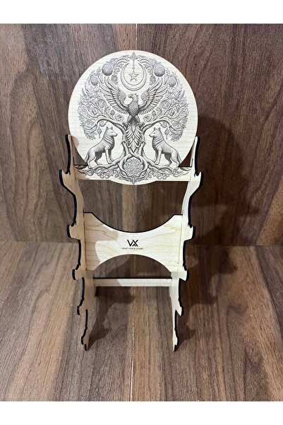 Vexlo Design Studio 5'li Gravürlü Ahşap Çakı Standı - Hayat Ağacı, Kurt ve Ka...