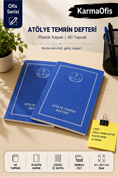 KarmaOfis Atölye Temrin Defteri Plastik Kapak 40 Yaprak Çizgili – 2 Adet