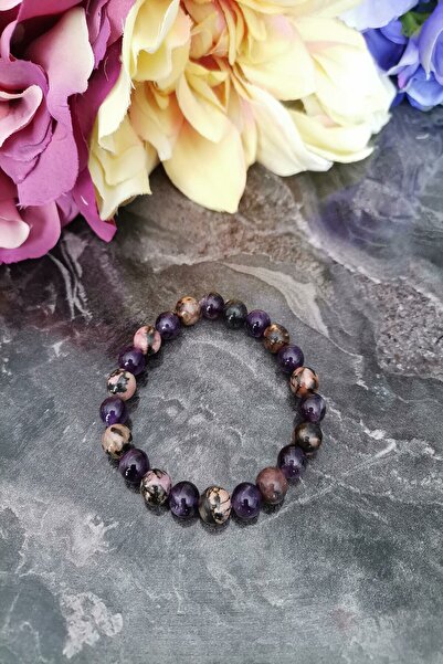 c-bhadu naturel Certified Amethyst-Rodonite Natural Stone Bracelet