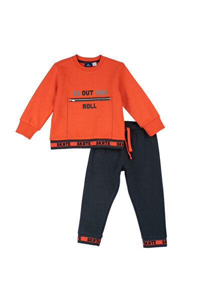 Chicco Trening baieti compus din bluza portocalie si pantaloni bleumarin,