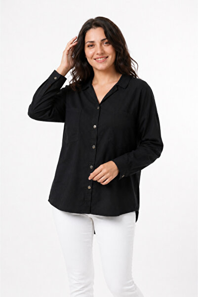 EtkiModa Women's Long Sleeve Gabardine Shirt
